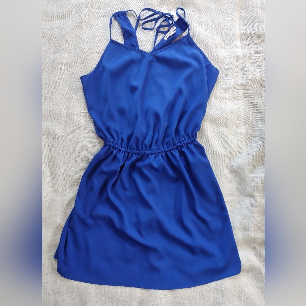 American Eagle Tied Halter Blue Mini Dress - Small